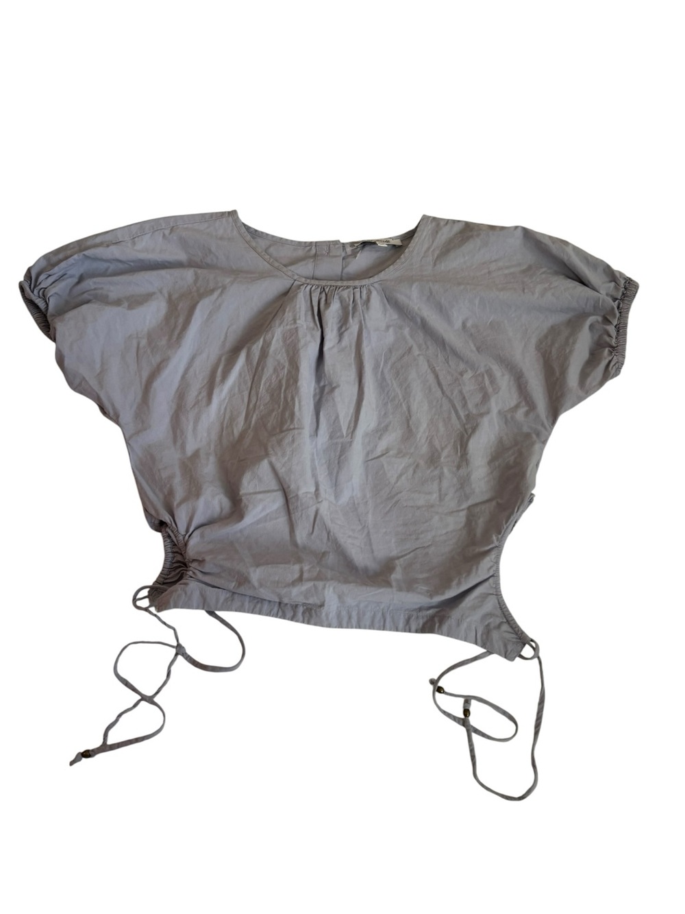 Madewell Light Lavender Short-Sleeve Poplin Top with Side Tie Cutout - Picture 5 of 9
